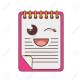 notepad with happy face cartoon